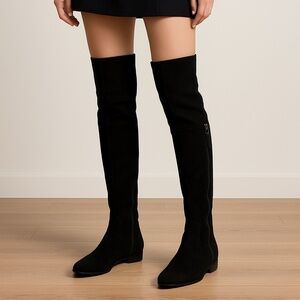 Stuart Weitzman Black Suede Over-the-Knee Boots | Size 6M | Made in Spain